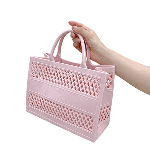 Hperu Strandbeutel Jelly Beach Bag Mesh Tasche Ästhetische Plastik Geldbeutel für Kinder Mädchen Frauen Top-Griff-Taschen von Hperu