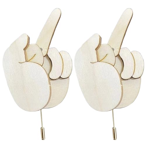 Lustige Stifte, Lampennadel 2 Packs Mittelfinger Stifte DIY Finger Brosche Pins Kit mit Zugmechanismus lustige Stifte Holz Rucksäcke Abzeichen für Kleidung, Jacke, T-Shirts, Rock, Hüte, Tasche von Hperu