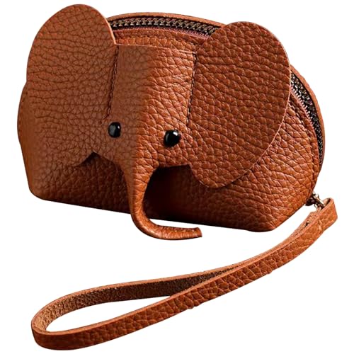 Münze Geldbeutel Schlüsselbund, 3D -Elefant Geldbeutel Leder -Münz -Beutel mit Schlüsselring, Reißverschluss Keychain -Brieftasche kleine süße Brieftaschen für Frauen Mädchen Münzbeutel Beutel von Hperu