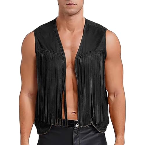 Herren Quaste Ärmellose Weste 70er Jahre Outfit Hippie Kostüm, Fransenjacken Braun Weste Strickjacke Faux Wildleder Fransen Weste Jacke Fransenweste Vintage Cowboy Kostüm Hippie Weste Cardigan Herren Quaste Ärmellose Weste 70er Jahre Outfit Hippie Kostüm, Fransenjacken Braun Weste Strickjacke Faux Wildleder Fransen Weste Jacke Fransenweste Vintage Cowboy Kostüm Hippie Weste Cardigan von Hsternexy