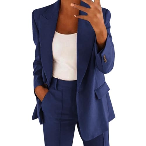 Hsternexy Hosenanzüge Für Damen Business Modern Elegant Blazer Anzug Set Einfarbig Streetwear Zweiteilig Hosenanzug Anzughose Revers Slim Fit Sportlich Büro Outfit Anzugjacke Sommer Freizeitanzug von Hsternexy