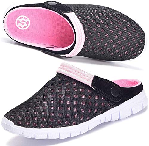 Damen Herren Clogs Pantoletten Gartenschuhe Mesh Hausschuhe Sommer Badelatschen Strand Schuhe Aqua Sandalen,Pink,41 EU von Hsyooes