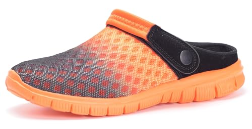 Hsyooes Clogs Herren Damen Pantoletten Sommer Mesh Gartenschuhe Atmungsaktiv rutschfest Strand Hausschuhe Aqua Sandalen,Orange,38 EU von Hsyooes