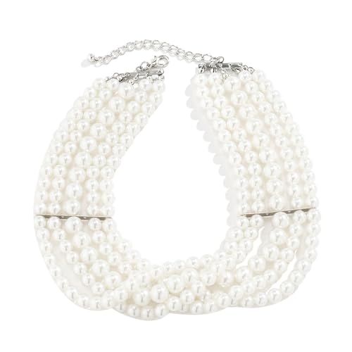 Huairdum Perlenhalskette, Einfach Zur Kleidung Passende Perlenkette, Modisch für Party (Freie Größe) von Huairdum