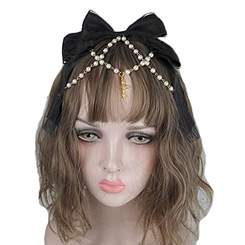 Großes Spitzen Stirnband Mehrschichtiges Spitzen Haarband Wunderschönes Ketten Haarband Süße Accessoires Spitzen Haarband Cosplay Kopfschmuck von Huaqgu