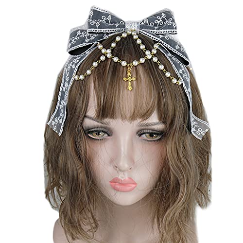 Großes Spitzen Stirnband Mehrschichtiges Spitzen Haarband Wunderschönes Ketten Haarband Süße Accessoires Spitzen Haarband Cosplay Kopfschmuck von Huaqgu