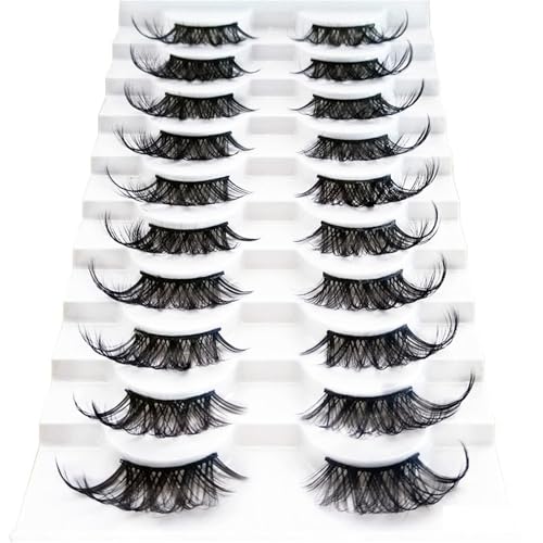 Halbwimpern Natürlicher Look Zarte Eye Wimpern 3D Falschwimpern Flauschig Weich 10 Paar Kunstfaser Fälschungswimpern Sets Halbe Wimpern Natürlicher Look Set Halbe Wimpern Mit Eyeliner von Huaqgu