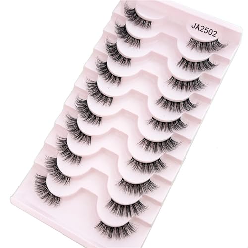 Halbwimpern Natürlicher Look Zarte Eye Wimpern 3D Falschwimpern Flauschig Weich 10 Paar Kunstfaser Fälschungswimpern Sets Halbe Wimpern Natürlicher Look Set Halbe Wimpern Mit Eyeliner von Huaqgu