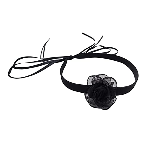 Huaqgu Halskette,Spitze,Kamelien-Halskette,Vintage,romantisches Band,Halsband,Kette,Halskette,Hochzeit,böhmische Spitze,Blumenkragen,Halsband,Schmuck von Huaqgu