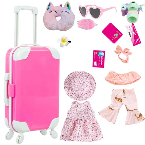 Huaqgu Modisches Gemeinsames Mädchen Reisegepäck Für 18 Zoll Mit Kleidungszubehör Kinderspielzeug Dress Up Kleidungszubehör Set Mit Kleidung von Huaqgu