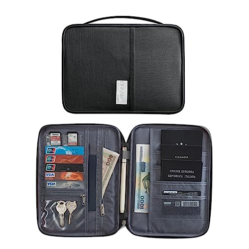 Reisepass Brieftasche Mit Mehreren Fächern Familien Pass Geldbörse Reisedokument Organizer Etui Für Damen Und Herren Reisepass Geldbörse Blockierende Reisebrieftasche Mit Karte Für Damen von Huaqgu