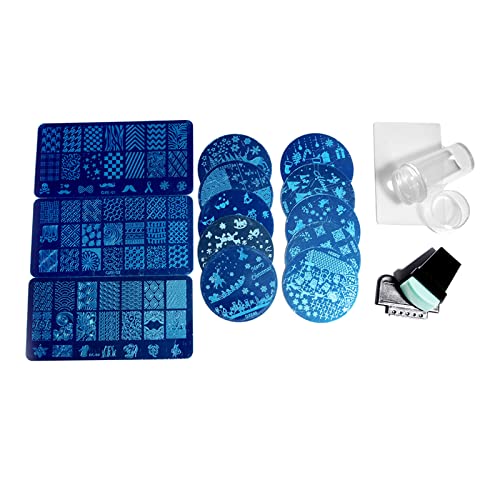 Weihnachts Nagelstempelplatten Set 13 Platten 2 Stempel 1 Schaber Nagelkunst Stempelplatte Schaber Stempelset Für Nageldekoration Nagelkunst Stempelplatten Klares Gelee Silikon Für Französische von Huaqgu