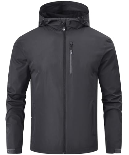 Huayuzh Regenjacke Herren Wasserdicht Leichte Regenmantel Camping Wandern Atmungsaktiv Packbare Softshelljacke mit Kapuze Grau XL Huayuzh Regenjacke Herren Wasserdicht Leichte Regenmantel Camping Wandern Atmungsaktiv Packbare Softshelljacke mit Kapuze Grau XL von Huayuzh