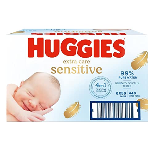 Huggies Pure Extra Care Feuchttücher, 8 x 56 Stück = 448 Tücher von HUGGIES