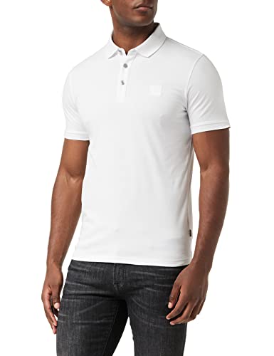 BOSS Herren Passenger Slim-Fit Poloshirt aus Stretch-Baumwolle mit Logo-Aufnäher Weiß XL von BOSS