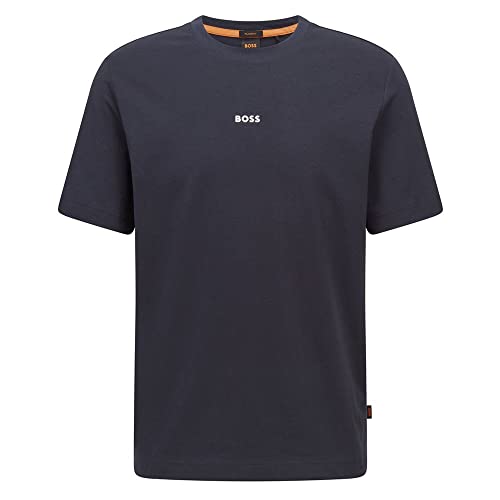 BOSS Herren TChup Relaxed-Fit T-Shirt aus Stretch-Baumwolle mit Logo-Print Dunkelblau XXL von BOSS