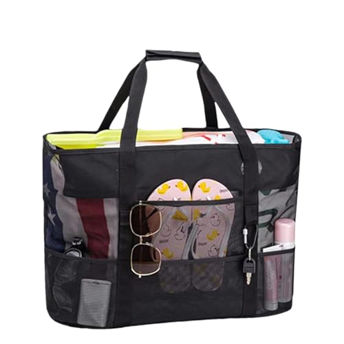 Humdcdy Strandtasche, tragbare Strandtasche, Faltbare Mesh-Einkaufstasche, Multifunktionale tragbare Aufbewahrungstasche, wiederverwendbare Strandtasche für Urlaub, Strand von Humdcdy