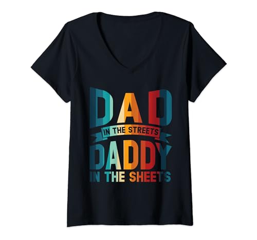 Damen Papa auf der Straße Papa in den Laken Vater T-Shirt mit V-Ausschnitt von Humor dad & father Gift Ideas