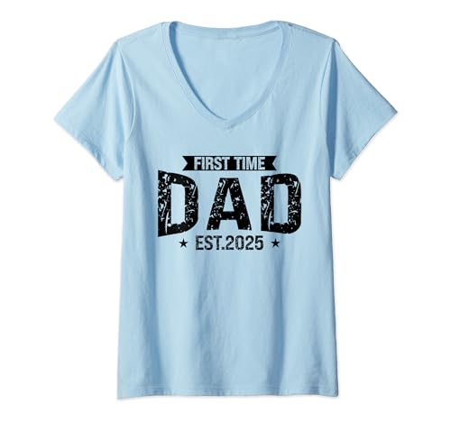 Damen erstes Mal Papa ist 2025 Sohn T-Shirt mit V-Ausschnitt von Humor father & son Gift Ideas