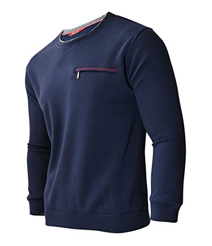 Humy Herren Langarm Polo Sweat Shirt mit Kragen, Polohemd, Blousonshirt aus Baumwoll-Mix (M bis 3XL) (M, [B1] Navy) von Humy