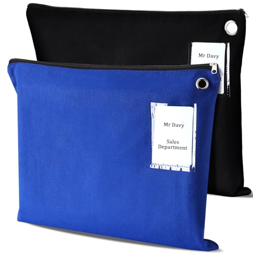 Humyoun Interoffice Versandtasche aus Segeltuch, mit Reißverschluss, 45,7 x 35,6 cm, große Reißverschlusstasche mit Öse, Schwarz, Blau, 2 Stück Humyoun Interoffice Versandtasche aus Segeltuch, mit Reißverschluss, 45,7 x 35,6 cm, große Reißverschlusstasche mit Öse, Schwarz, Blau, 2 Stück von Humyoun