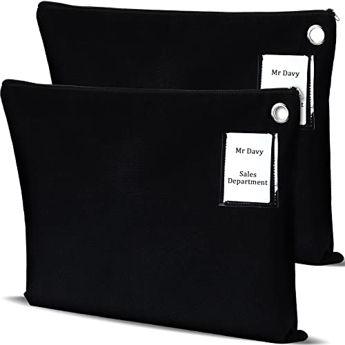 Humyoun Interoffice Versandtasche aus Segeltuch, mit Reißverschluss, 45,7 x 35,6 cm, große Reißverschlusstasche mit Öse, Schwarz, 2 Stück Humyoun Interoffice Versandtasche aus Segeltuch, mit Reißverschluss, 45,7 x 35,6 cm, große Reißverschlusstasche mit Öse, Schwarz, 2 Stück von Humyoun