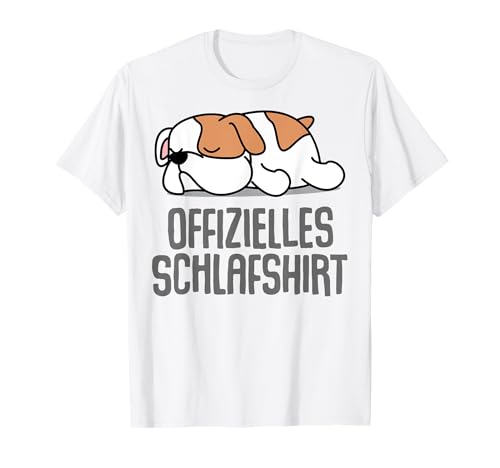 Offizielles Schlafshirt Herren Bulldogge Lustig Geschenk T-Shirt von Hund Bulldog Schlafshirt Damen Lustige T-Shirts