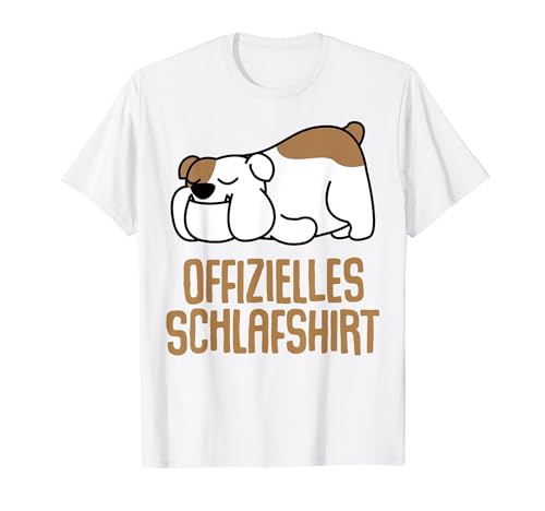 Offizielles Schlafshirt Herren Bulldogge Lustig Geschenk T-Shirt von Hund Bulldog Schlafshirt Damen Lustige T-Shirts