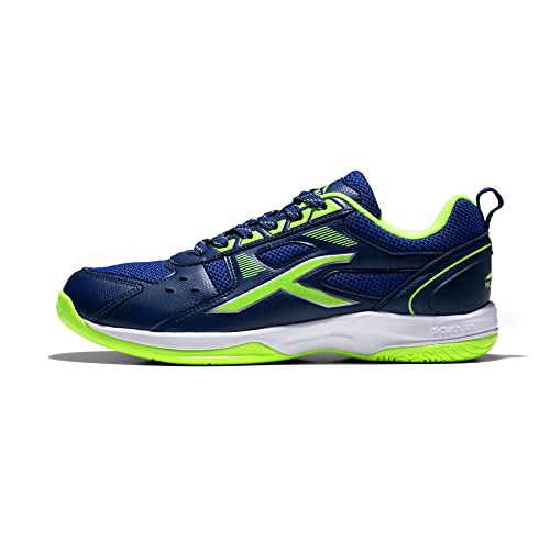 Hundred Raze Non-Marking Professional Badminton Shoes for Men (Navy Blue Lime, Size: UK 12 US 13 EU 46) Material Upper: Polyester, Sole: Rubber Suitable for Indoor Tennis Squash Table Tennis von Hundred