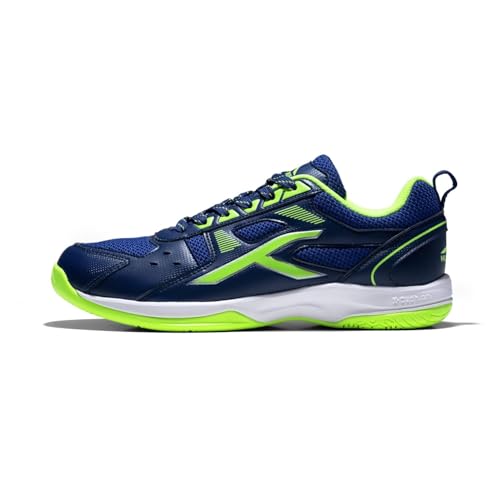 Hundred Raze Non-Marking Professional Badminton Shoes for Men (Navy Blue Lime, Size: UK 7 US 8 EU 41) Material Upper: Polyester, Sole: Rubber Suitable for Indoor Tennis Squash Table Tennis von Hundred