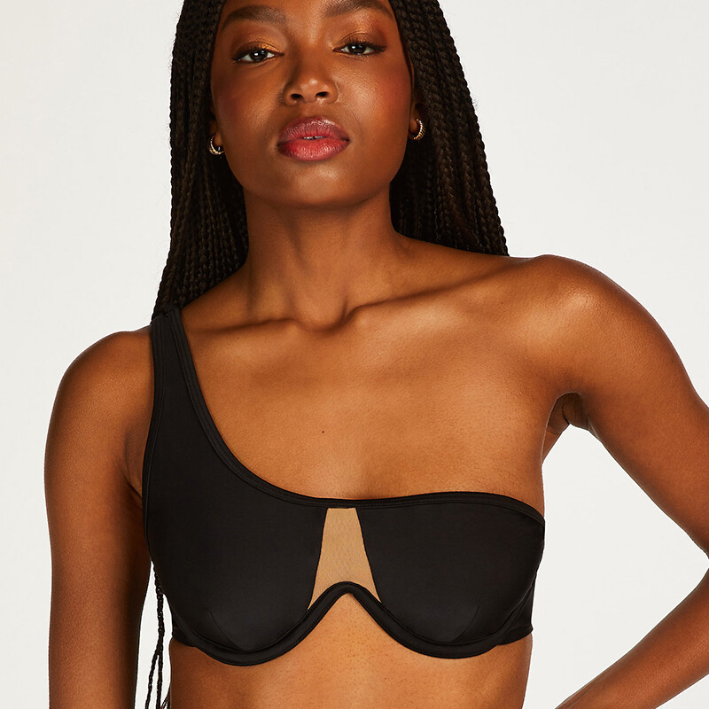 Hunkemöller Belize Mesh Bikini Oberteil, Farbe: Schwarz, Größe: 70C, Damen von Hunkemöller