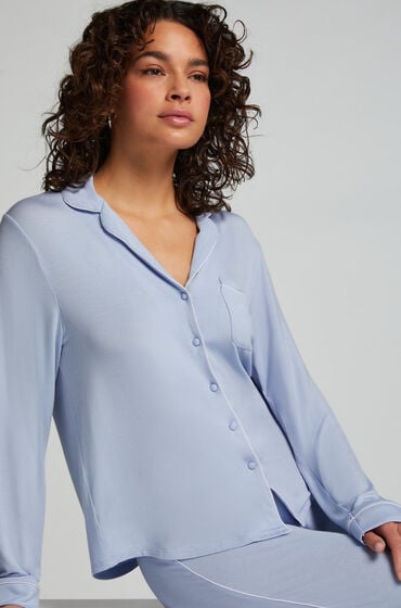 Hunkemöller Langärmelige Jersey-Jacke Essential Blau von Hunkemöller