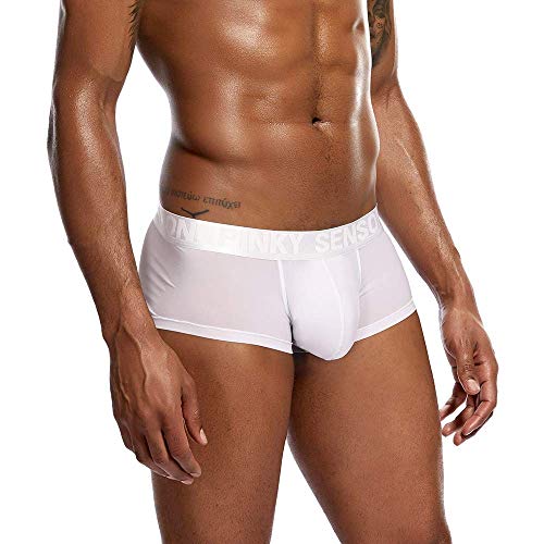 Hunpta @ Underwear, Herren Männer Einfarbig Unterwäsche Boxer Briefs Shorts Beutel Ultradünne Unterhose (XL, Weiß) von Hunpta @