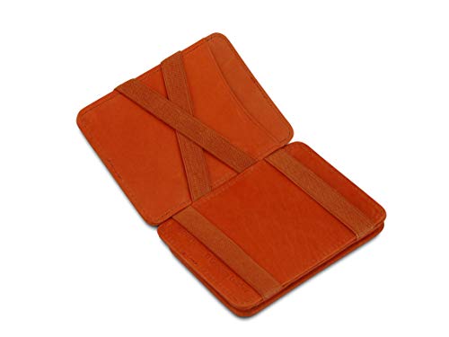 Hunterson Minimalist Slim Magic Coin Geldbörse Echtleder RFID Blocking, Einheitsgröße, Orange von Hunterson