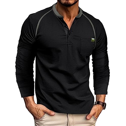 Husmeu Tshirts Herren unterhemd Herren Winter-Langarmshirt Top Baumwolle Männer Man Schwarz L von Husmeu