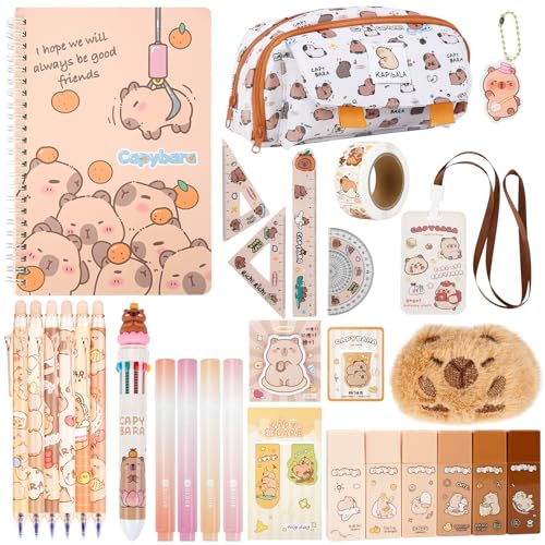 Hyunlai Kawaii Capybara Federmäppchen, Capybara-Briefpapier-Set mit Gelstifte, Aufkleber, Haftnotizen, Niedlichen Mäppchen Schulsachen, Schreibwaren Geschenkset für Kinder Mädchen Junge 6–14 Jahren Hyunlai Kawaii Capybara Federmäppchen, Capybara-Briefpapier-Set mit Gelstifte, Aufkleber, Haftnotizen, Niedlichen Mäppchen Schulsachen, Schreibwaren Geschenkset für Kinder Mädchen Junge 6–14 Jahren von Hyunlai