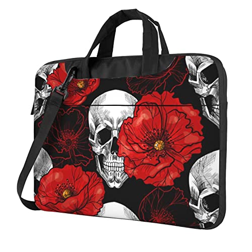 Hzhuaoeg Laptoptasche mit Halloween-Motiv und Totenkopf-Aufdruck, Aktentasche, Handtasche für Damen und Herren, schlanke Computertasche, Aktentasche, Arbeitstasche 33 - 35,6 cm (13 - 14 Zoll), Schwarz von Hzhuaoeg