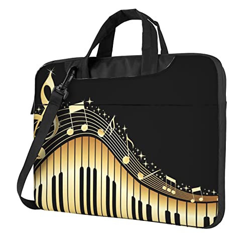 Hzhuaoeg Laptoptasche mit Musikdruck, Aktentasche, Handtasche, Damen, Herren, Laptoptasche, schlanke Computertasche, Aktentasche, Arbeitstasche 33 cm, 35,6 cm (13 Zoll), Schwarz , 13 inch von Hzhuaoeg