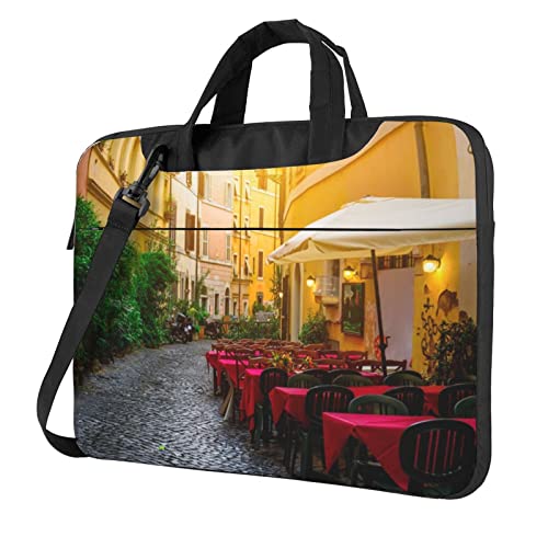 Hzhuaoeg Laptoptasche mit italienischem Aufdruck "Old Street Print", Aktentasche, Handtasche, Damen, Herren, Laptoptasche, schmale Computertasche, Aktentasche, Arbeitstasche 33 cm, 35,6 cm, 39,6 cm von Hzhuaoeg