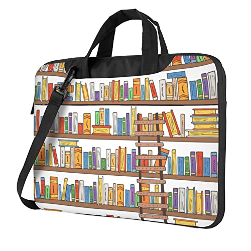 Hzhuaoeg Lustige Bücherregale Kollektion und Leiteraufdruck, Laptop-Hülle, Aktentasche, Handtasche, Damen, Herren, Laptoptasche, schmale Computertasche, Aktentasche, Arbeitstasche 33 - 35,6 cm (13 - von Hzhuaoeg