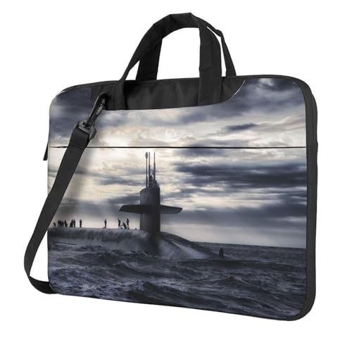 Hzhuaoeg Riesige Laptop-Hülle mit Nuklearschiff-Druck, Aktentasche, Handtasche, Damen, Herren, Laptoptasche, schmale Computertasche, Aktentasche, Arbeitstasche 13 14 15,6 Zoll, Schwarz , 15.6 inch von Hzhuaoeg