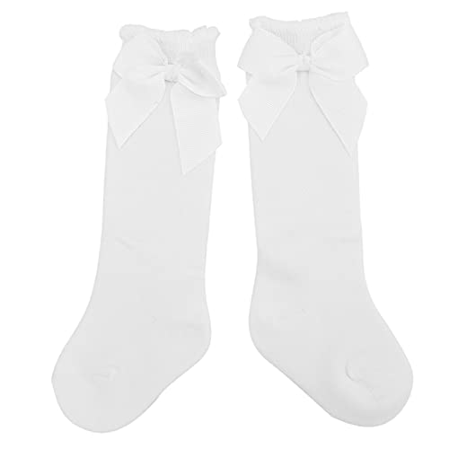 Hztyyier 1 Paar Baby Mädchen Kniestrümpfe Hautfreundlich Weich Stilvoll Schöne Lange Socken Mit Schleife Für Neugeborene Kleinkinder Mädchen(14 * 8 * 3cm-Weiß) von Hztyyier