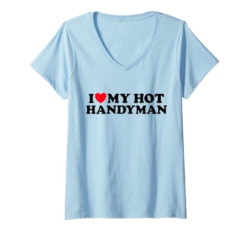 Damen Love Handyman, lustiger, süßer und sexy Mr Handy Man Repair Fix It Ventilator T-Shirt mit V-Ausschnitt Damen Love Handyman, lustiger, süßer und sexy Mr Handy Man Repair Fix It Ventilator T-Shirt mit V-Ausschnitt von I Heart My Hot Handyman Dating Husband BF Partner