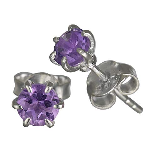 I-be, Amethyst Edelstein facettiert Ohrstecker rund, 925 Silber, im Geschenketui, 350321 (5 mm) von I-be