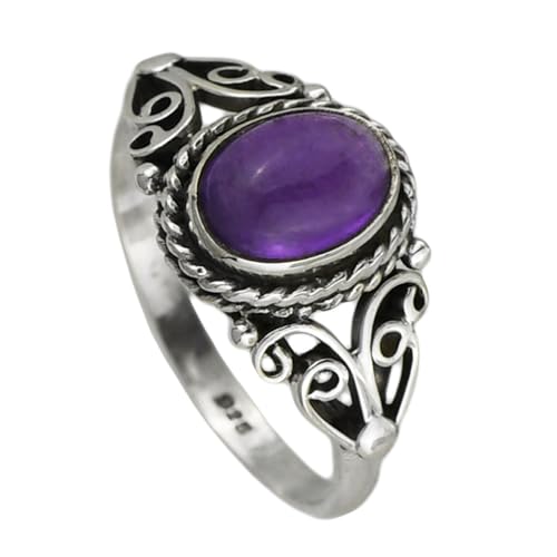 I-be, Amethyst lila Edelstein Ring, 925 Sterling Silber, 100312/6x8 IS (58) von I-be
