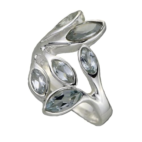 I-be, Blautopas Edelstein Ring facettiert, 925 Silber, im Geschenketui, 1072 leaf (58) von I-be