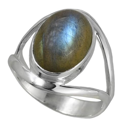 I-be,Labradorit Edelstein Ring oval, 925 Silber, im Geschenketui, 102812-2B/10x14 (58) von I-be