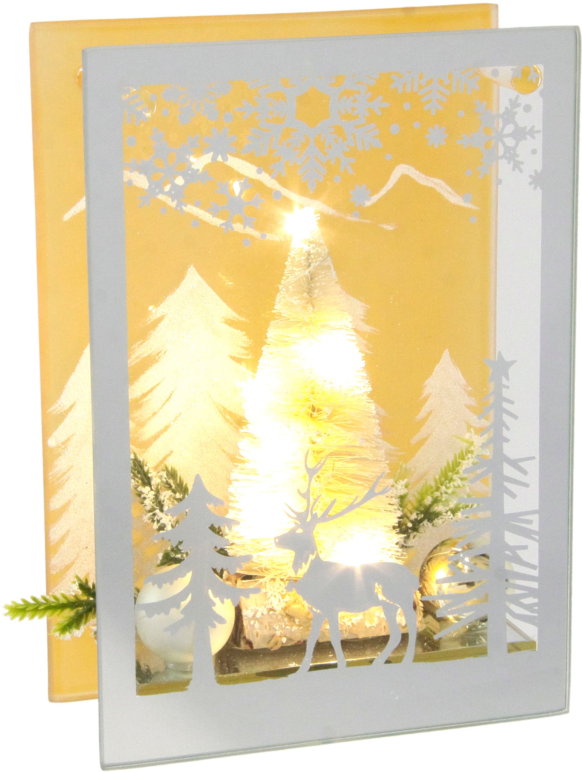 I.GE.A. Dekoobjekt "Aus Glas", Mit LED Licht und mini Tannenbaum, 3D Bild Dekoration von I.Ge.A.