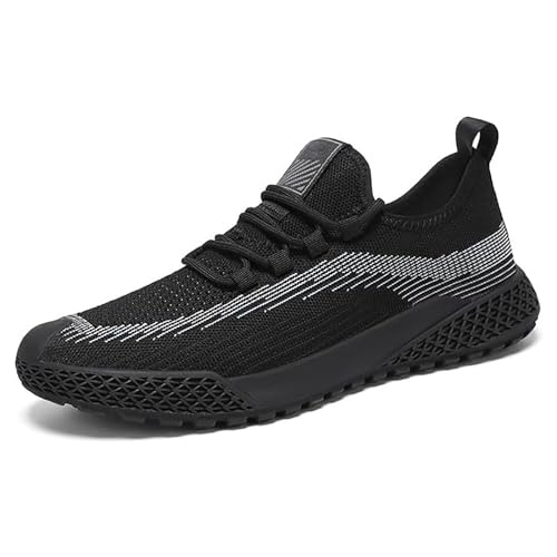 IAKAEUI Extra Weite Sneaker für Herren zum Hineinschlüpfen, Leichte Sport-Sneaker für Fitnessstudio, Fitness, Joggen, Gehen(Color:Black,Size:42EU) von IAKAEUI