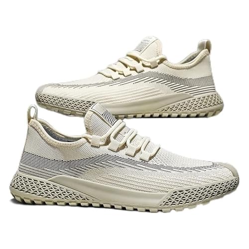 IAKAEUI Herren-Turnschuhe, Modisch, Lässig, Atmungsaktiv, für Tennis, Fitnessstudio, Athletik, Sport, Training(Color:Beige,Size:44EU) von IAKAEUI